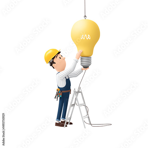 Wallpaper Mural An electrician reaching for a large light bulb Torontodigital.ca