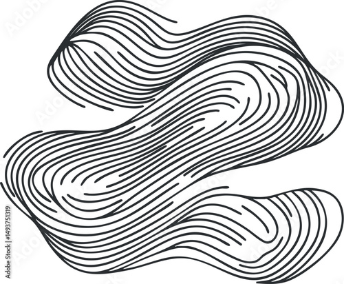 Abstract black and white wavy line pattern forming smooth flowing shapes with a dynamic organic feel