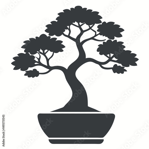 bonsai tree isolated vector illustration silhouette icon on white background