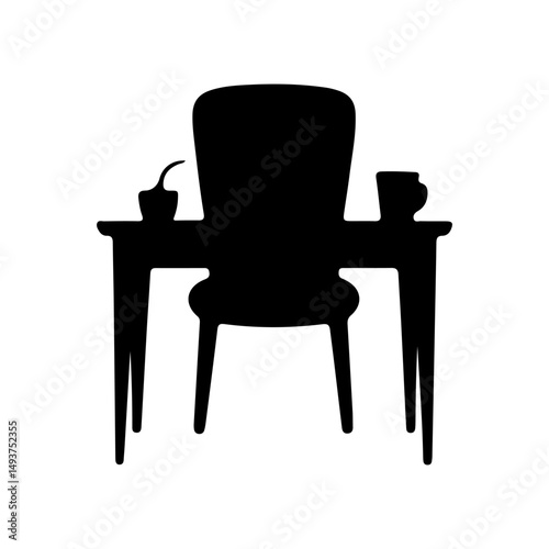Study table silhouette icon vector
