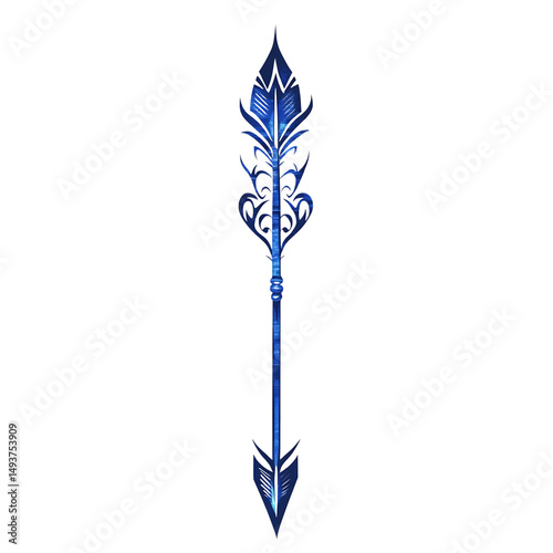 Contemporary Arrow with Bold Vectors in Sapphire Blue Isolated on Transparent Background