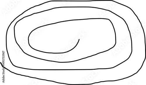 Elegant Spiral Curve: A simple yet captivating spiral composed of smooth, flowing lines, creates a visual exploration of form and space, inviting the viewer into a journey of contemplation and wonder.