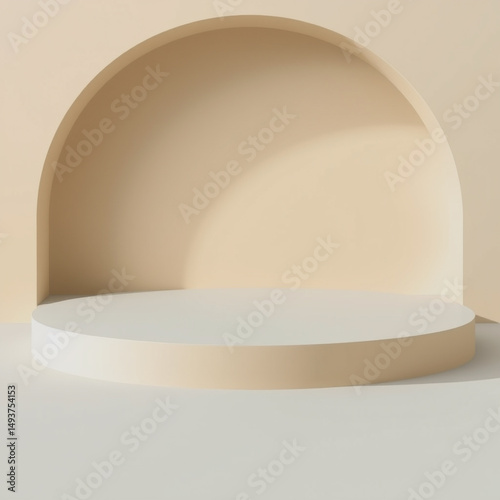 Elegant minimalist 3d rendering of a modern empty product display podium stage for presentation