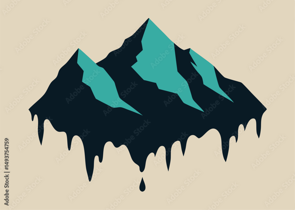 Obraz premium experimental ink blot mountain valley