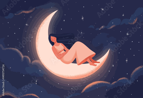 Woman Sleeping on the Moon