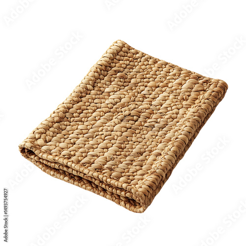 Modern Eco Straw Mat with Refined Natural Texture Isolated on Transparent Background