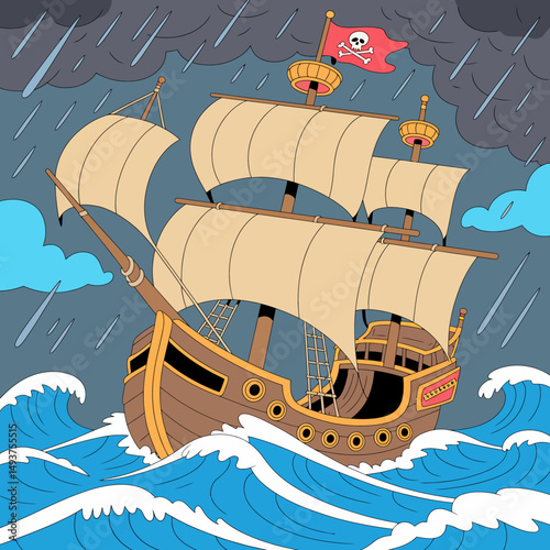 Pirate Ship in a Storm