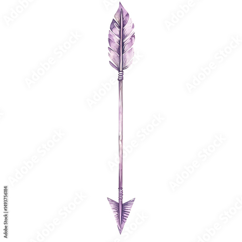 Artistic Arrow with Hand Drawn Details in Soft Lave Isolated on Transparent Background