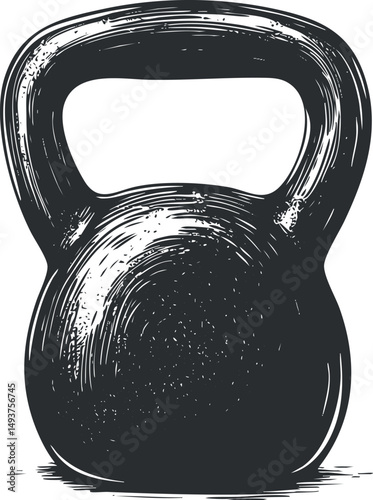 Black kettlebell illustration for fitness and strength training workouts in gym and sports activities