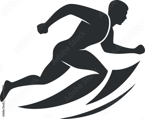 Silhouette of a male runner sprinting fast, symbolizing speed fitness and athletic motion