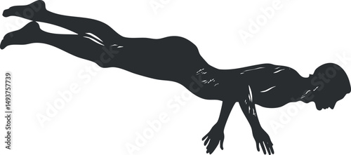 Silhouette of a man performing a pushup exercise showing strength and fitness training