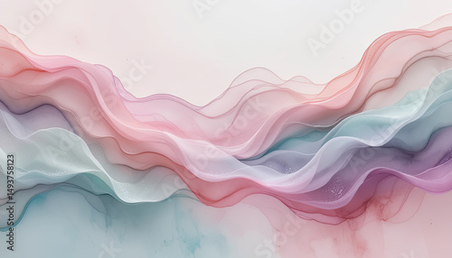 Wallpaper Mural Soft pastel waves intertwine, forming a harmonious blend of colors. This flowing abstract design evokes a sense of tranquility and creativity, perfect for relaxation Torontodigital.ca