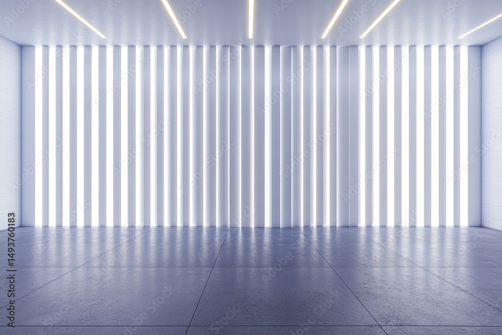 Obraz premium Empty modern room, lit by vertical light panels