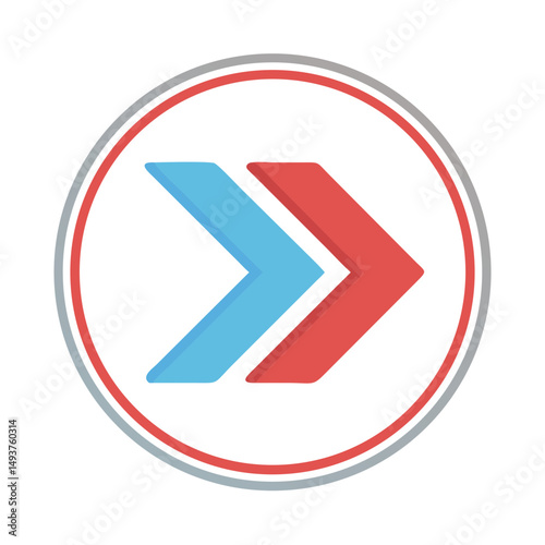 Free Download Blue and red chevron arrows icon in outlined circle - GFXLoad