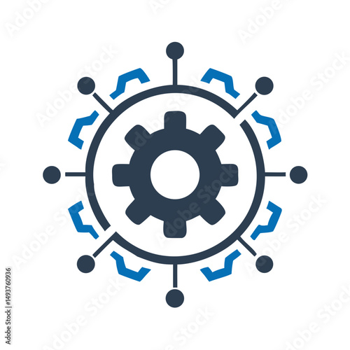 Gear with abstract blue radial connections