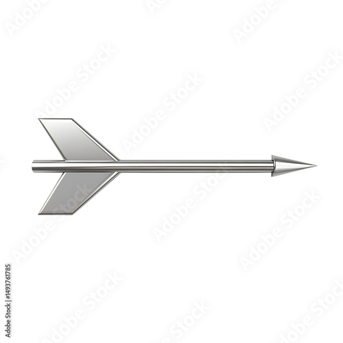 Sleek Arrow with a Polished Finish in Metallic Silver Isolated on Transparent Background