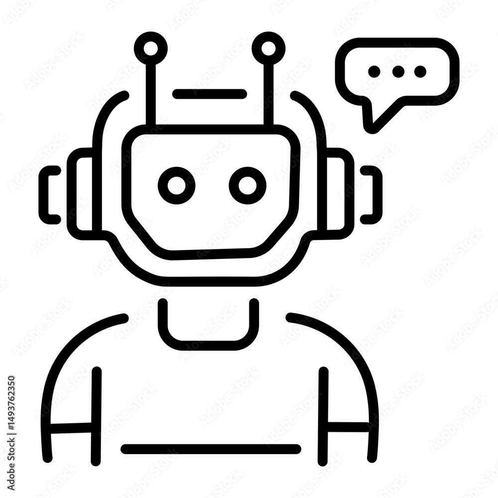 Fototapeta premium A linear icon showing intelligent ai chatbot assistant