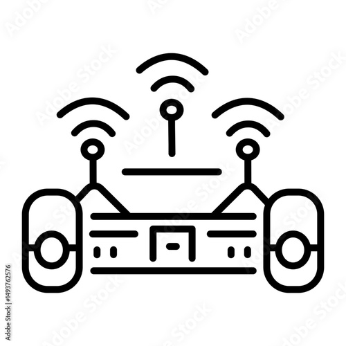 A line style icon of a smart hoverboard 