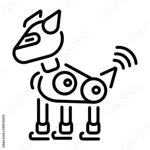 A line style icon of cute robot pet companion