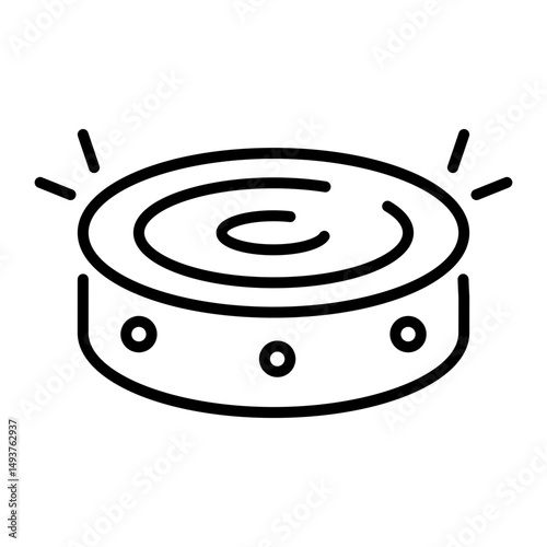 An outline style icon of smart cleaning vacuum robot