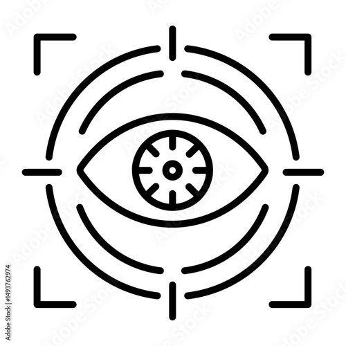 A linear style icon of futuristic eye scan system