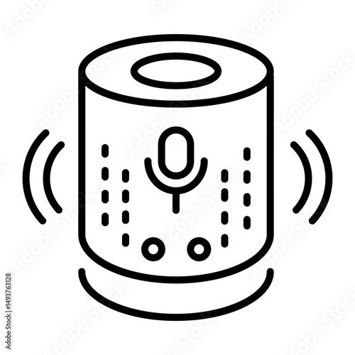 A linear style icon showing smart speaker 