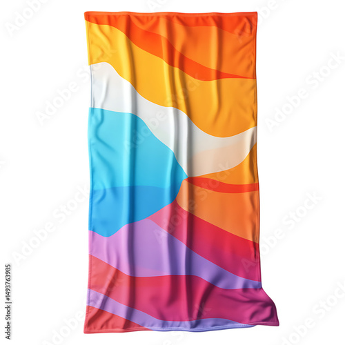 Cheerful Beach Towel with Expansive Playful Multico Isolated on Transparent Background
