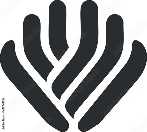 Abstract black geometric symbol with curved shapes and modern minimal design for branding or logo use