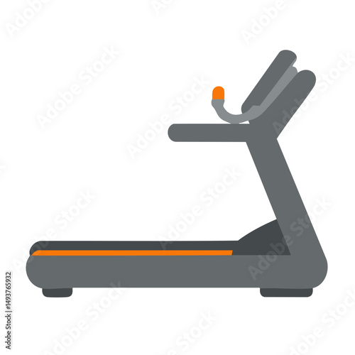 Treadmill gray silhouette orange accent detail flat minimal bold silhouette vector health wellness vector