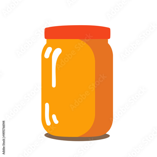 Flat minimal bold silhouette vector of nutritious smoothie jar orange silhouette with a red accent detail health wellness vector