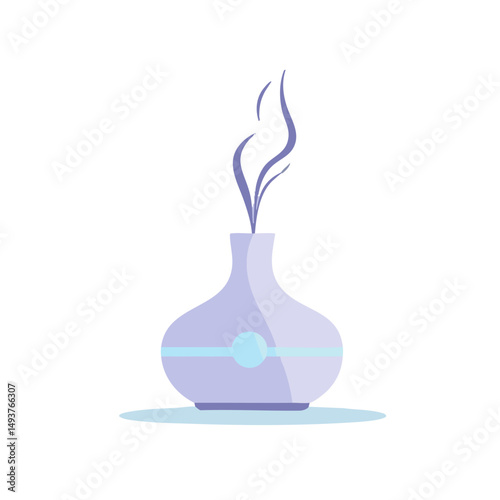 Essential oil diffuser lavender silhouette light blue accent detail flat minimal bold silhouette vector health wellness vector