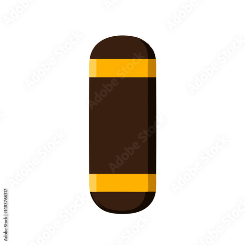 Flat minimal bold silhouette vector of protein bar brown silhouette with a yellow accent detail health wellness vector