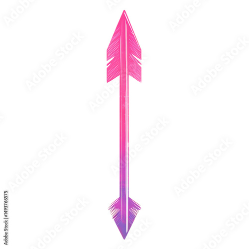 Bold Arrow with Defined Contours in Vivid Fuchsia C Isolated on Transparent Background