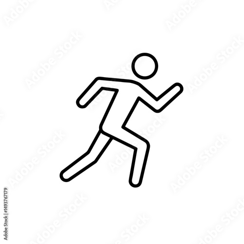 Running icon in black outline on a clean white background for fitness and sports concept