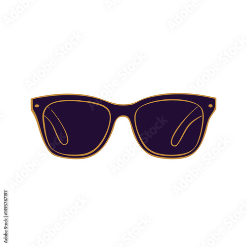 Minimal pair of glasses vector dark purple gold accent vision health and eyewear design