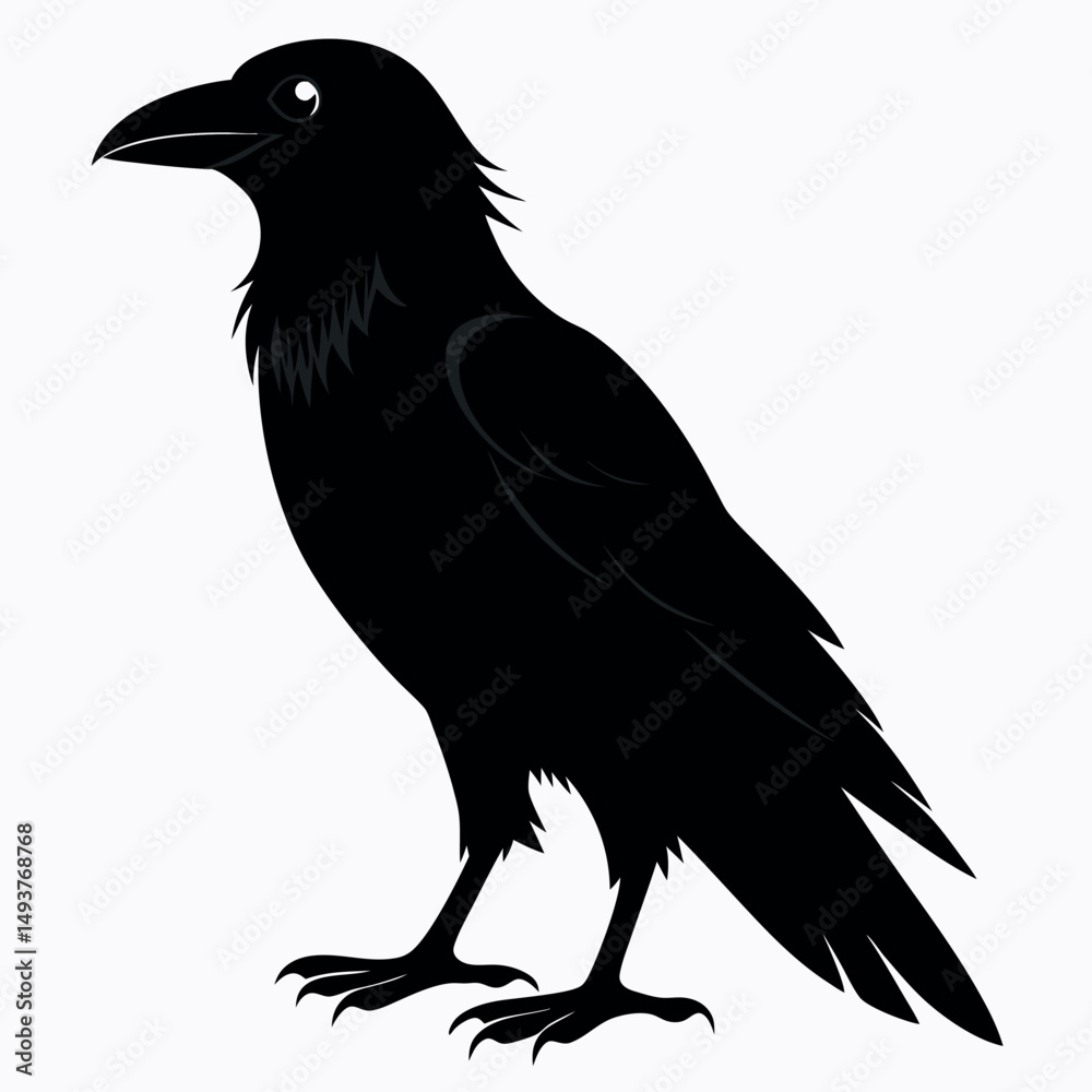 Fototapeta premium black crow silhouette icon on white background