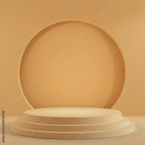 Minimalist 3d rendered stage design with neutral tones perfect for product presentations