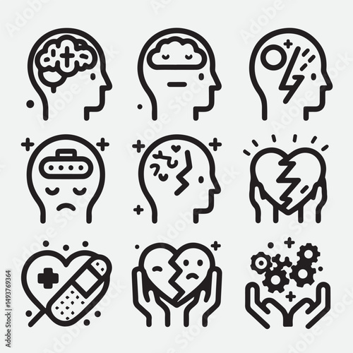 Veterinary icon set. Contains such icons as pets, medical history, health care, vet, vaccines, test, dental care, antiparasitic, diagnosis, x ray, veterinary clinic and more. Vector illustration