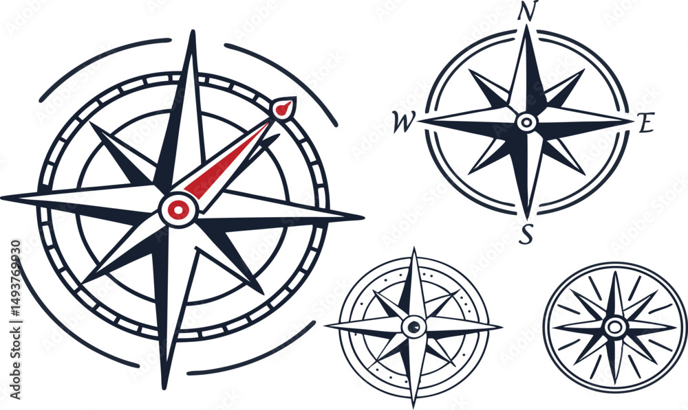 Obraz premium compass on black background