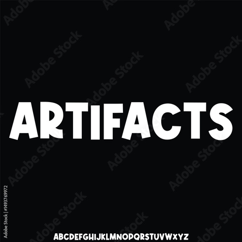 Decorative artifacts alphabet display font vector with grunge textured