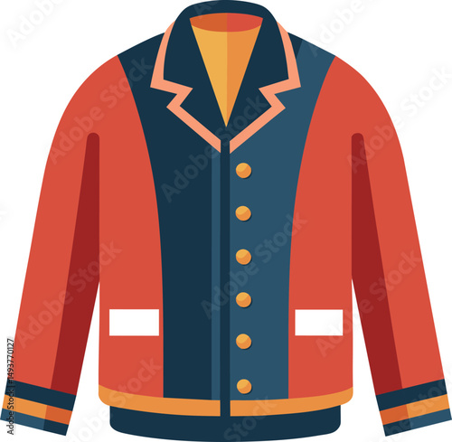 Stylish Red Jacket Icon Design Fashion Apparel