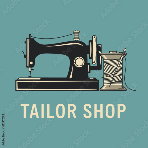 Simple Vintage Sewing Machine Tailor Logo