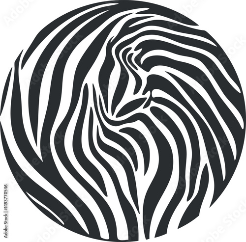 Wallpaper Mural Black and white zebra stripes arranged in a circular abstract pattern resembling animal print and nature design Torontodigital.ca
