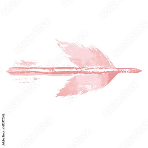 Artistic Arrow with Freeform Strokes in Blush Pink Isolated on Transparent Background