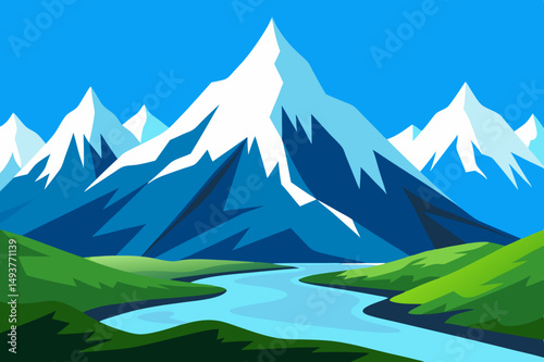 mountain landscape with lake
