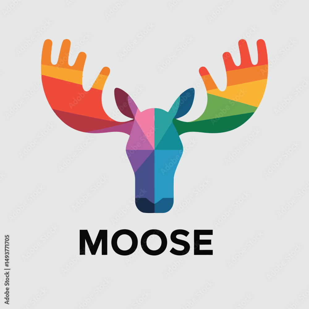 Fototapeta premium Colorful geometric moose head logo design