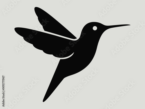 Elegant hummingbird silhouette bird design icon