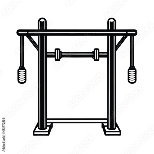 pull up bar fitness line art vector-