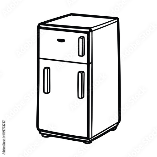 retro refrigerator isolated on white
