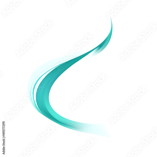 Modern Arrow with Dynamic Curves in Turquoise Color Isolated on Transparent Background